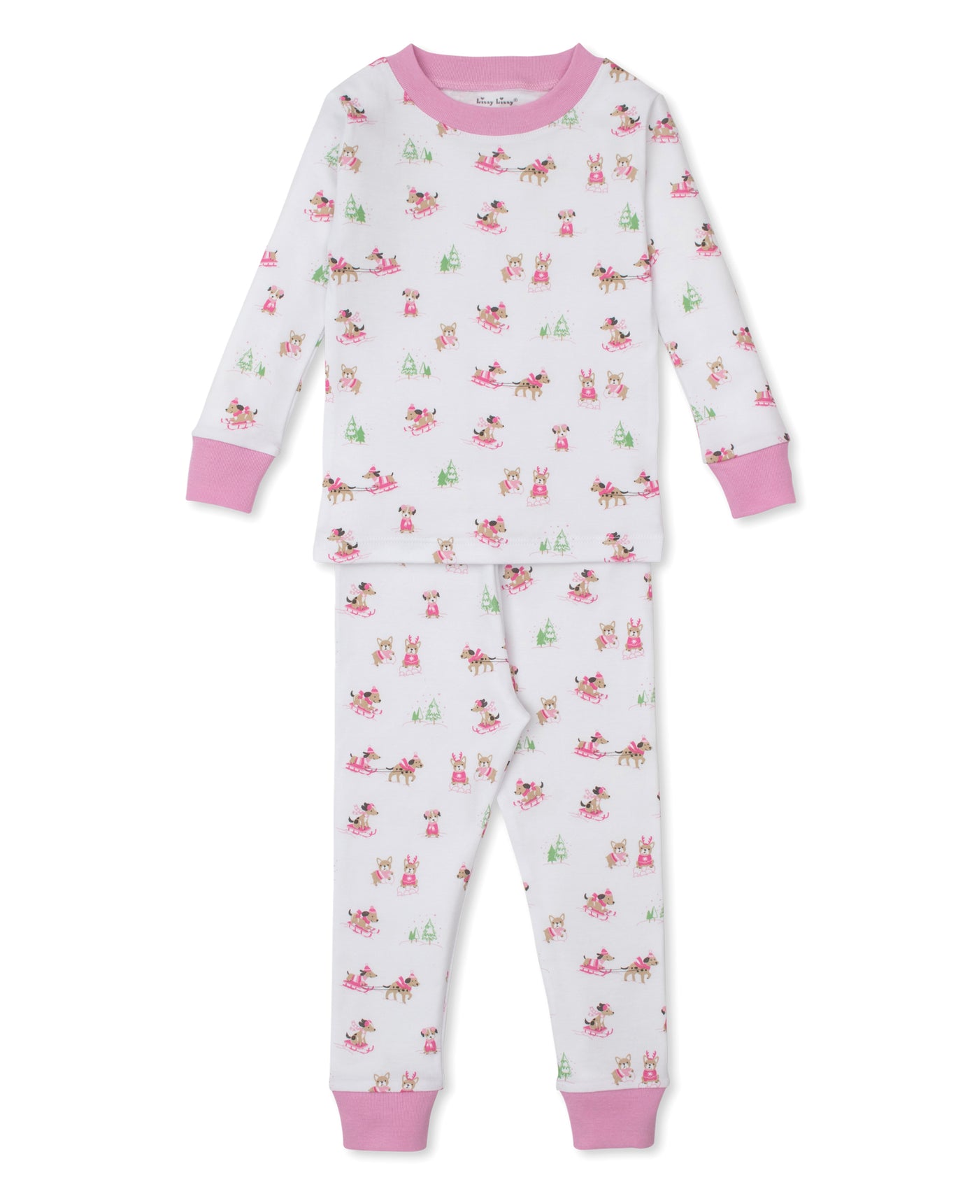 Pajama Set Snug - Puppy's Sleigh Riding Fun - Pink