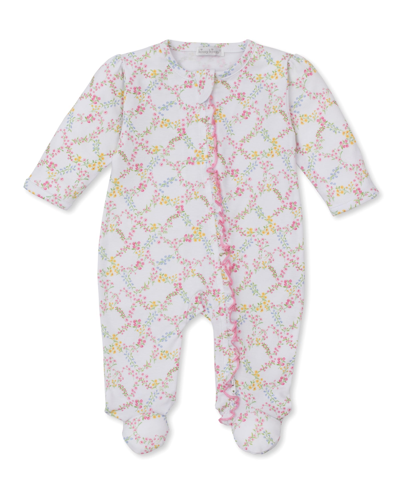 Kissy Garden Trellis Print Zip Footie