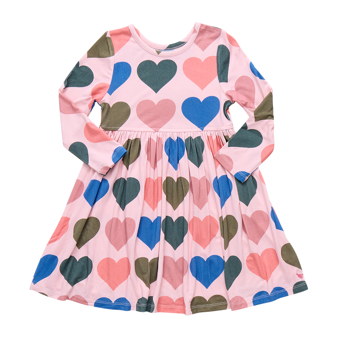 Bamboo Steph Dress - Pink Oversized Hearts