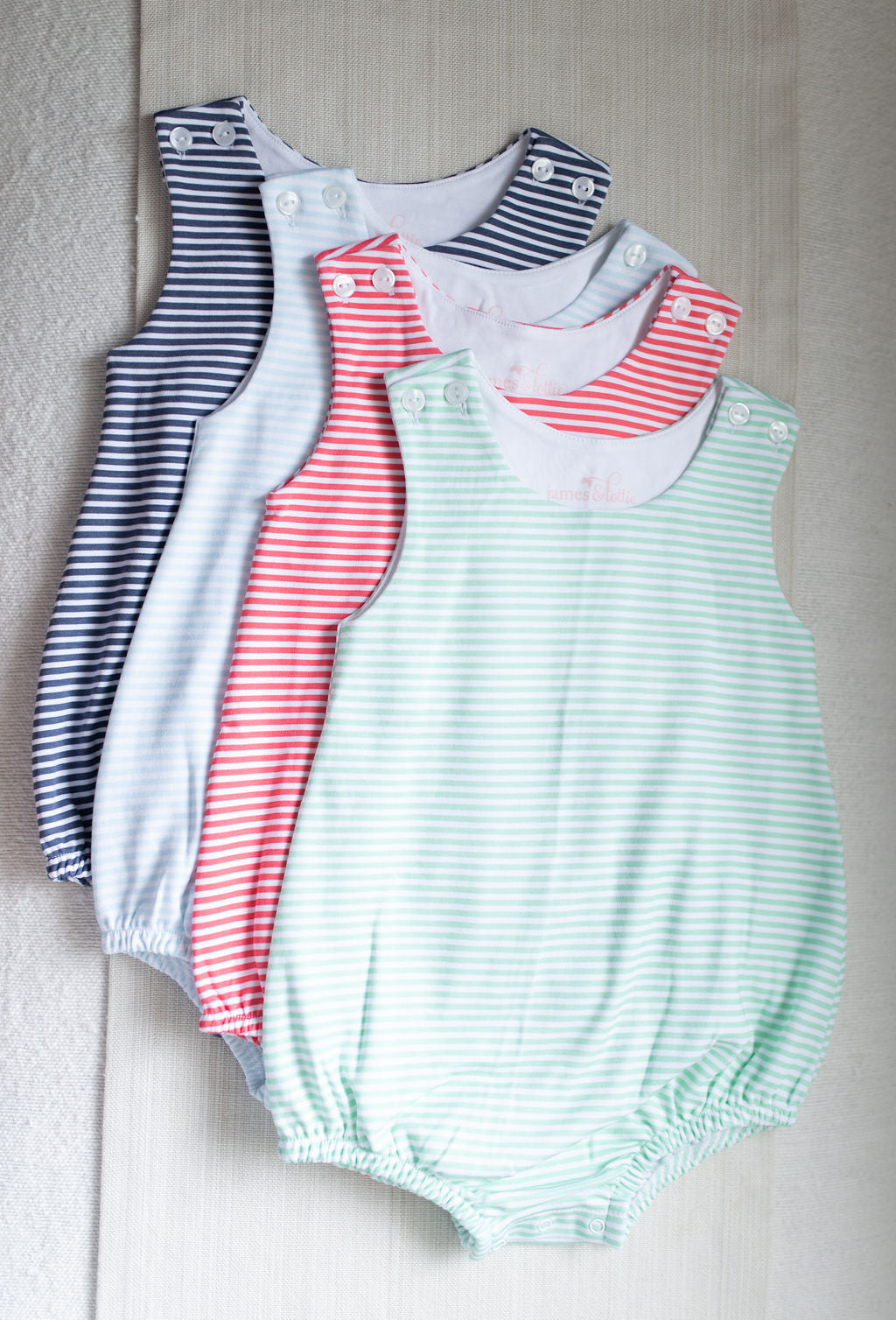 J&L Lt Green Stripe Boys Bubble **PRE-SALE**